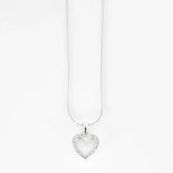 Chaine et pendentif coeur en or gris