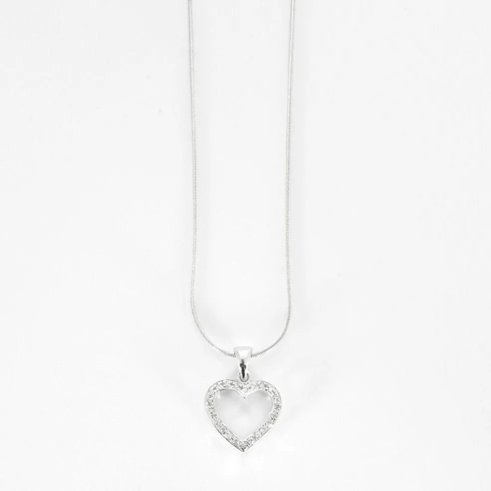 Chaine et pendentif coeur en or gris
