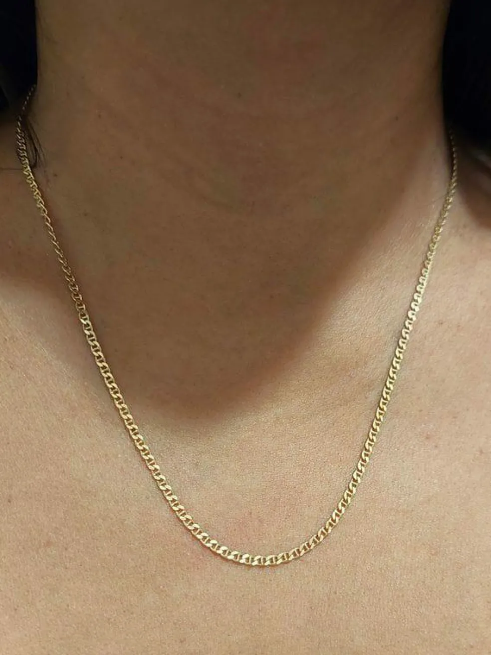 chaine maille marine battue or jaune