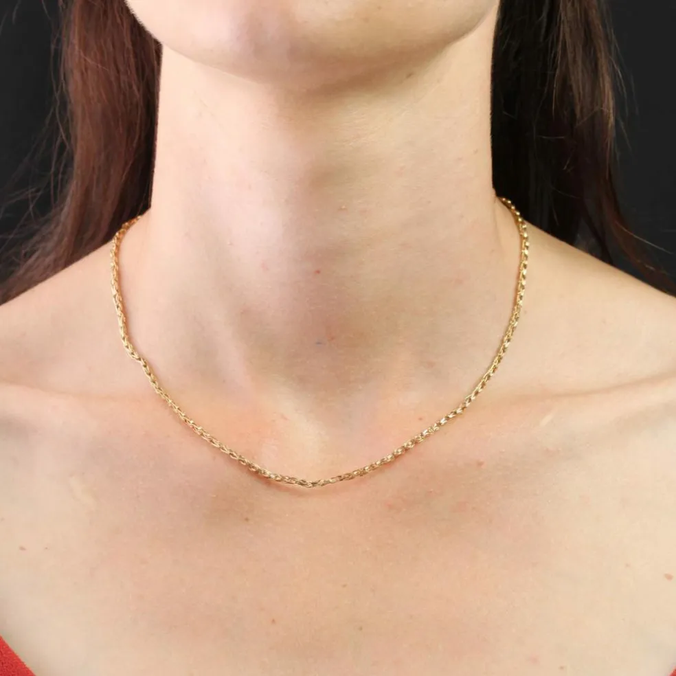 Chaine maille pliée or rose