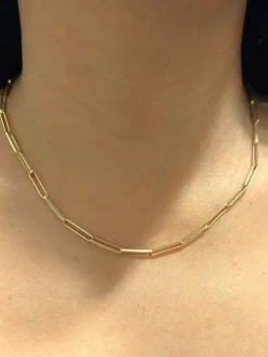chaine maille rectangle or jaune