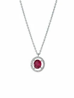 CHAINE OR BLANC - PENDENTIF RUBIS/DIAMANTS