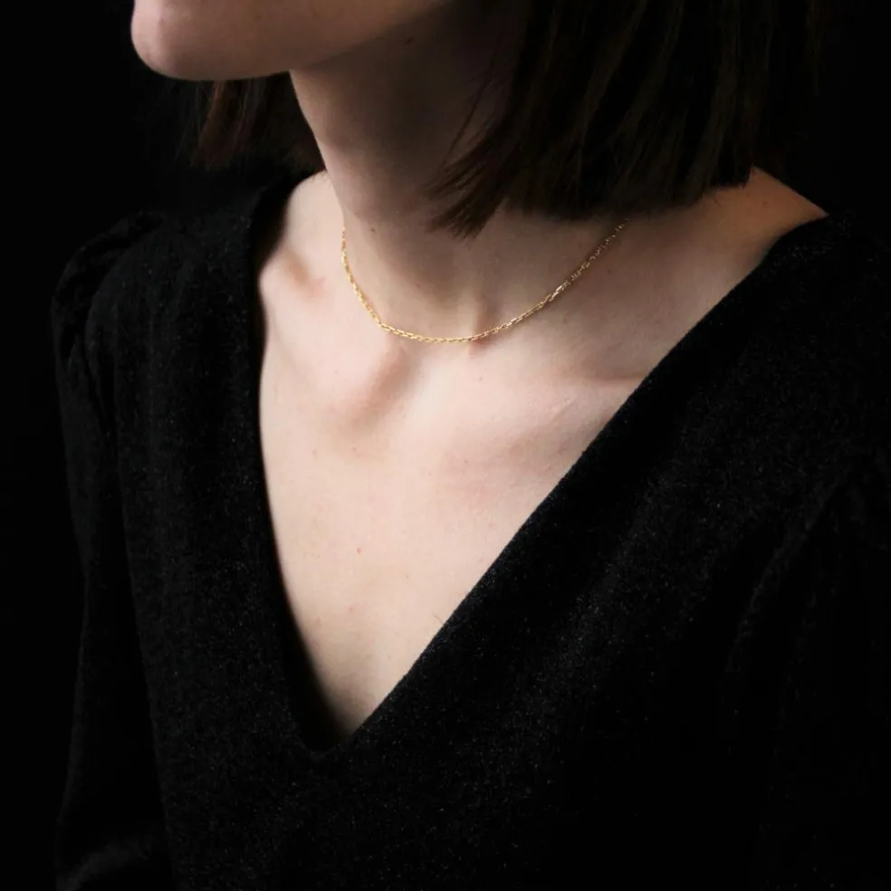 Chaine or jaune maille marine limée