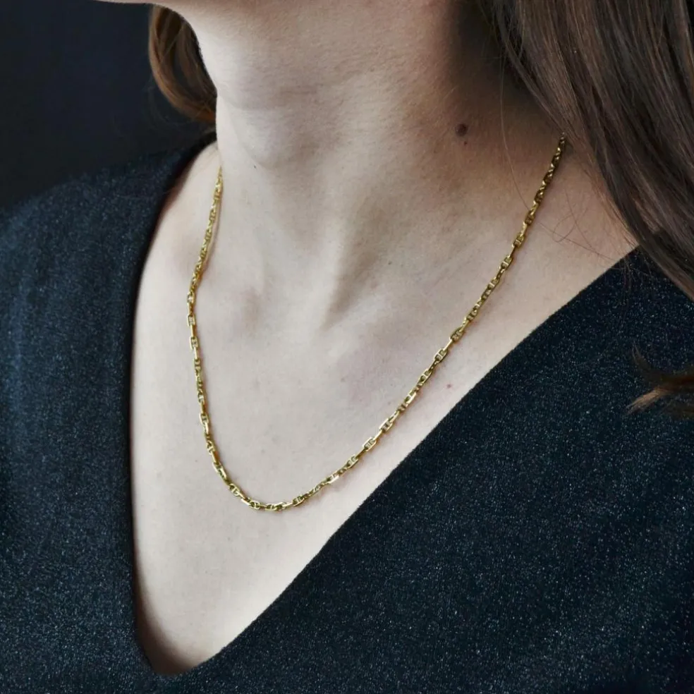 Chaine or jaune maille marine limée