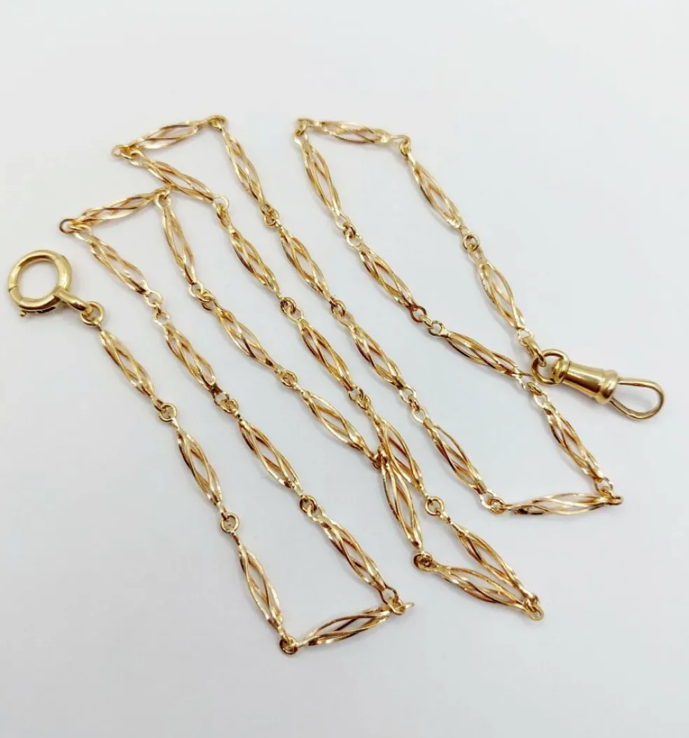 Chaine sautoir antique or rose, maillons enroulement 62,5 cm (1900)
