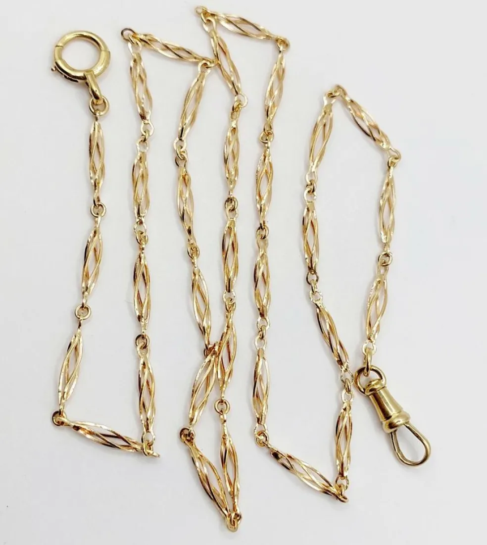 Chaine sautoir antique or rose, maillons enroulement 62,5 cm (1900)