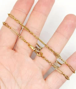 Chaine sautoir Art Nouveau or jaune à maille filigranées 44cm (circa 1900)
