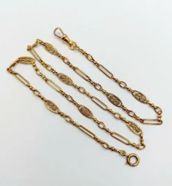 Chaine sautoir Art Nouveau or jaune à maille filigranées 44cm (circa 1900)