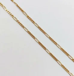 Chaine vintage or jaune mailles gourmette alternées Française 39,5 cm 2,00 gr
