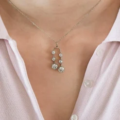 Chaîne + pendentif or blanc diamants