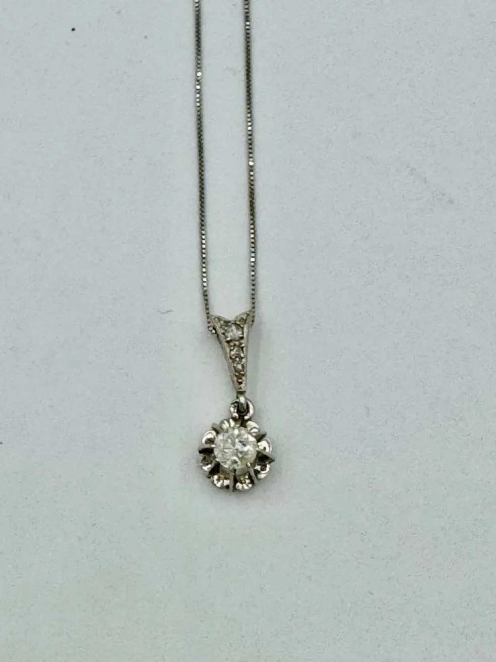 Chaîne & pendentif or platine diamants