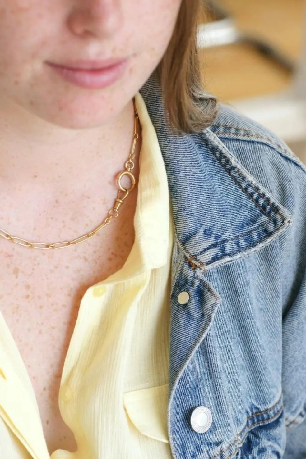 Chaîne ancienne maille rectangle en or jaune