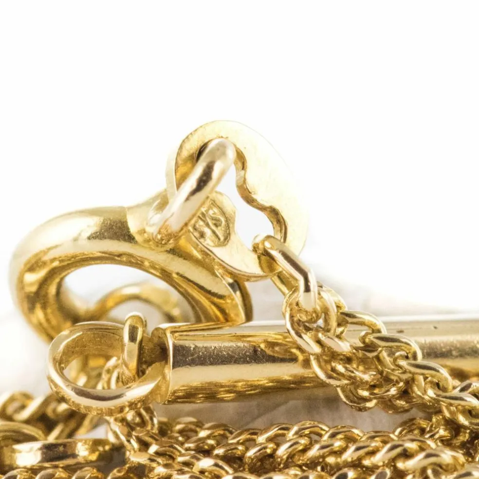 Chaîne double en or maille gourmette et batonnets