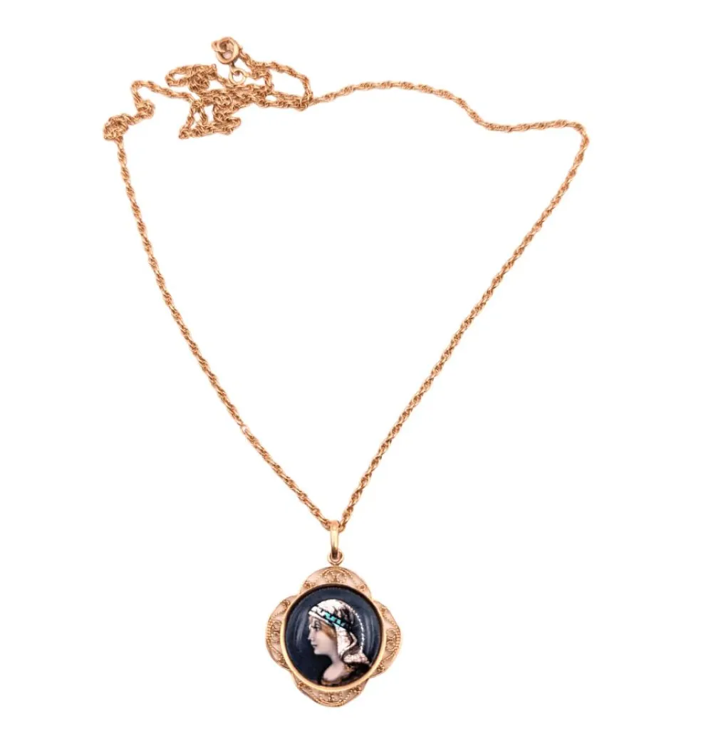 Chaîne et médaille émaillée, années 30