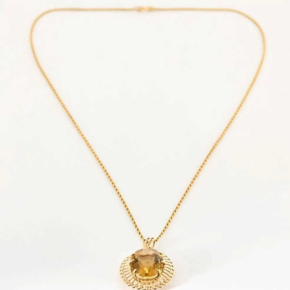Chaîne et pendentif or jaune et citrine
