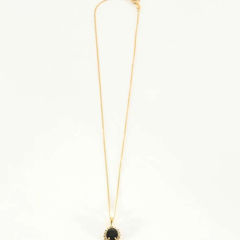 Chaîne et pendentif or, saphir et diamants