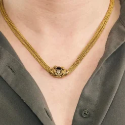 Chaîne giletière or jaune et grenat