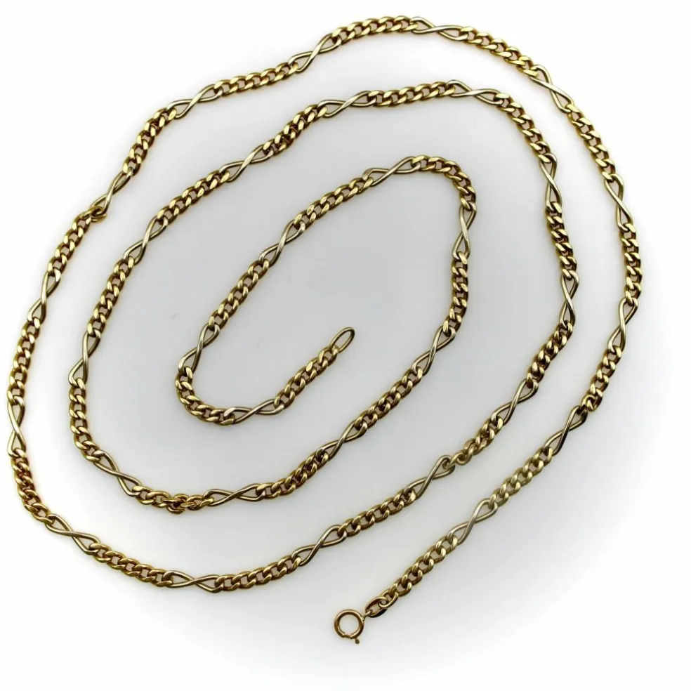 Chaîne italienne vintage en or 18 carats avec maillons gourmette et infini