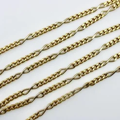 Chaîne italienne vintage en or 18 carats avec maillons gourmette et infini