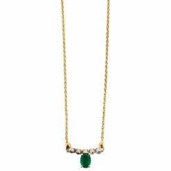 Chaîne maille torsadée émeraude diamants