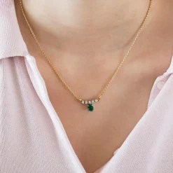 Chaîne maille torsadée émeraude diamants