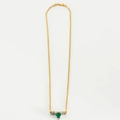 Chaîne maille torsadée émeraude diamants