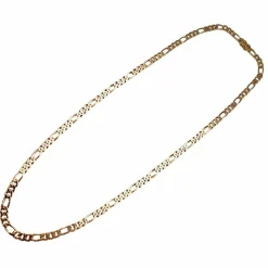 Chaîne mixte maille gourmette alternée, or rose.