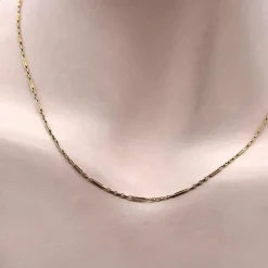 Chaîne portugaise à maillons alternés délicats en or 14 carats de style édouardien