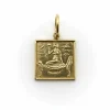 Charm ou pendentif en lingot carré en or 14 carats avec hiéroglyphe de style néo-égyptien