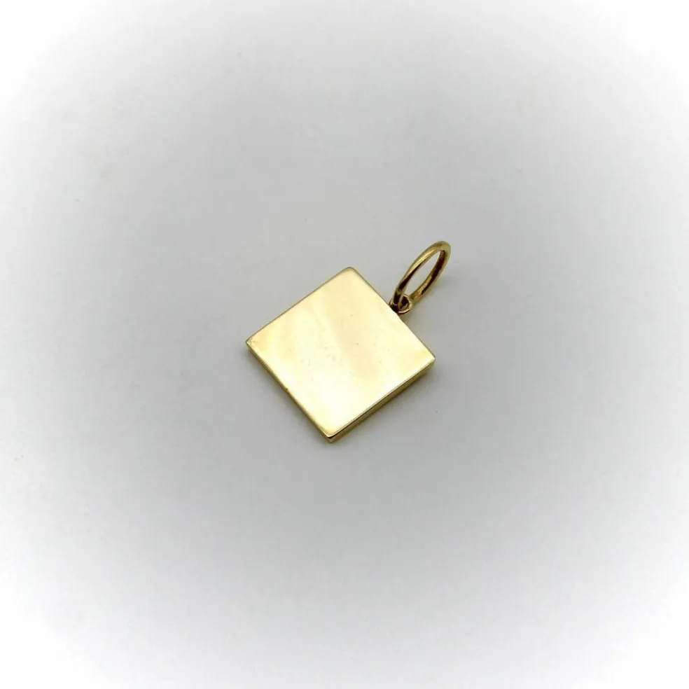 Charm ou pendentif en lingot carré en or 14 carats avec hiéroglyphe de style néo-égyptien