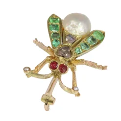 Charmante broche à mouche vintage des années 1870