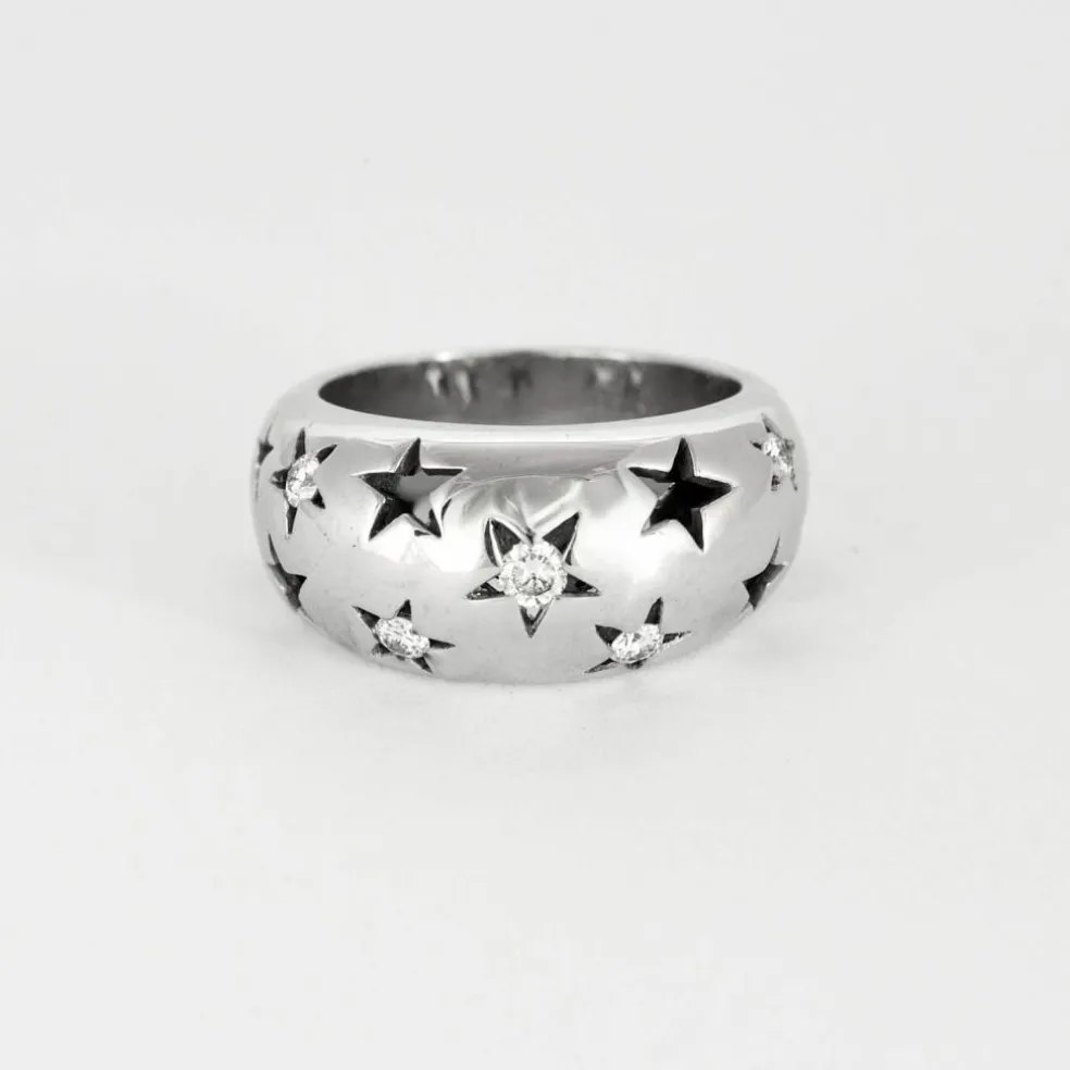 CHAUMET - Jonc Etoilé - Bague Or blanc et Diamants