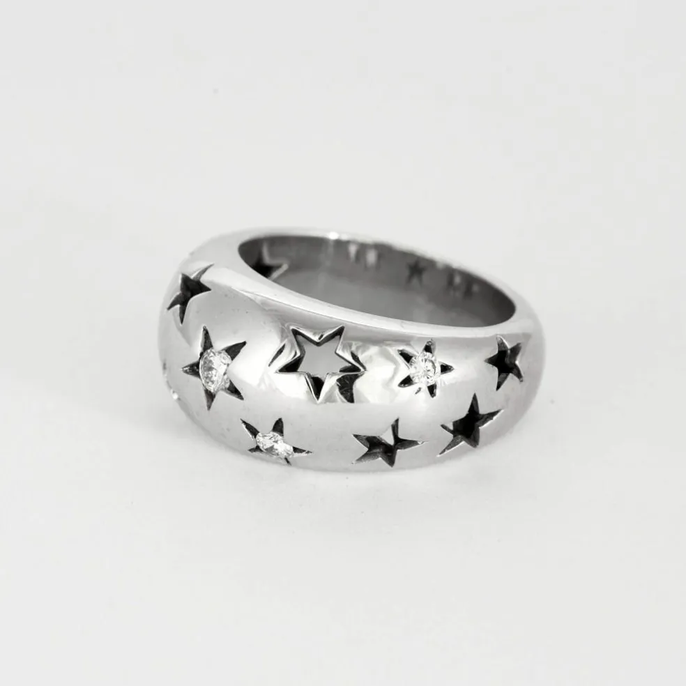 CHAUMET - Jonc Etoilé - Bague Or blanc et Diamants