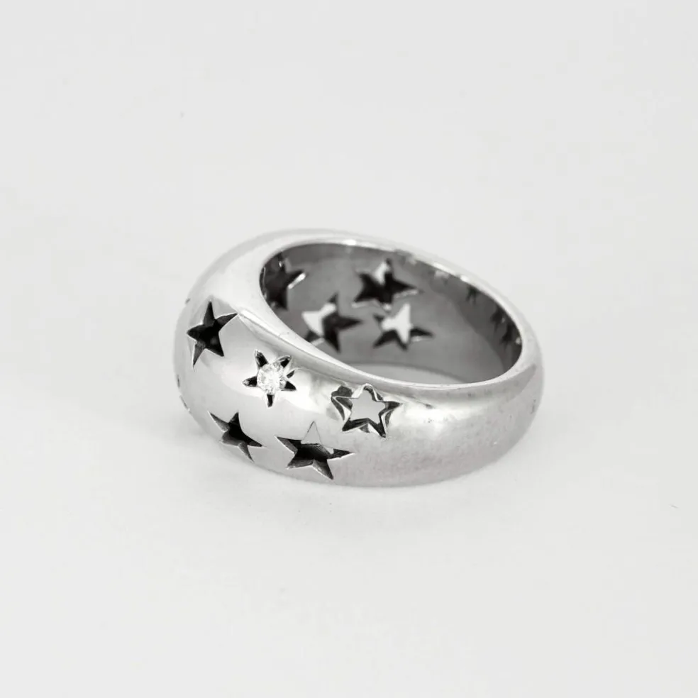 CHAUMET - Jonc Etoilé - Bague Or blanc et Diamants