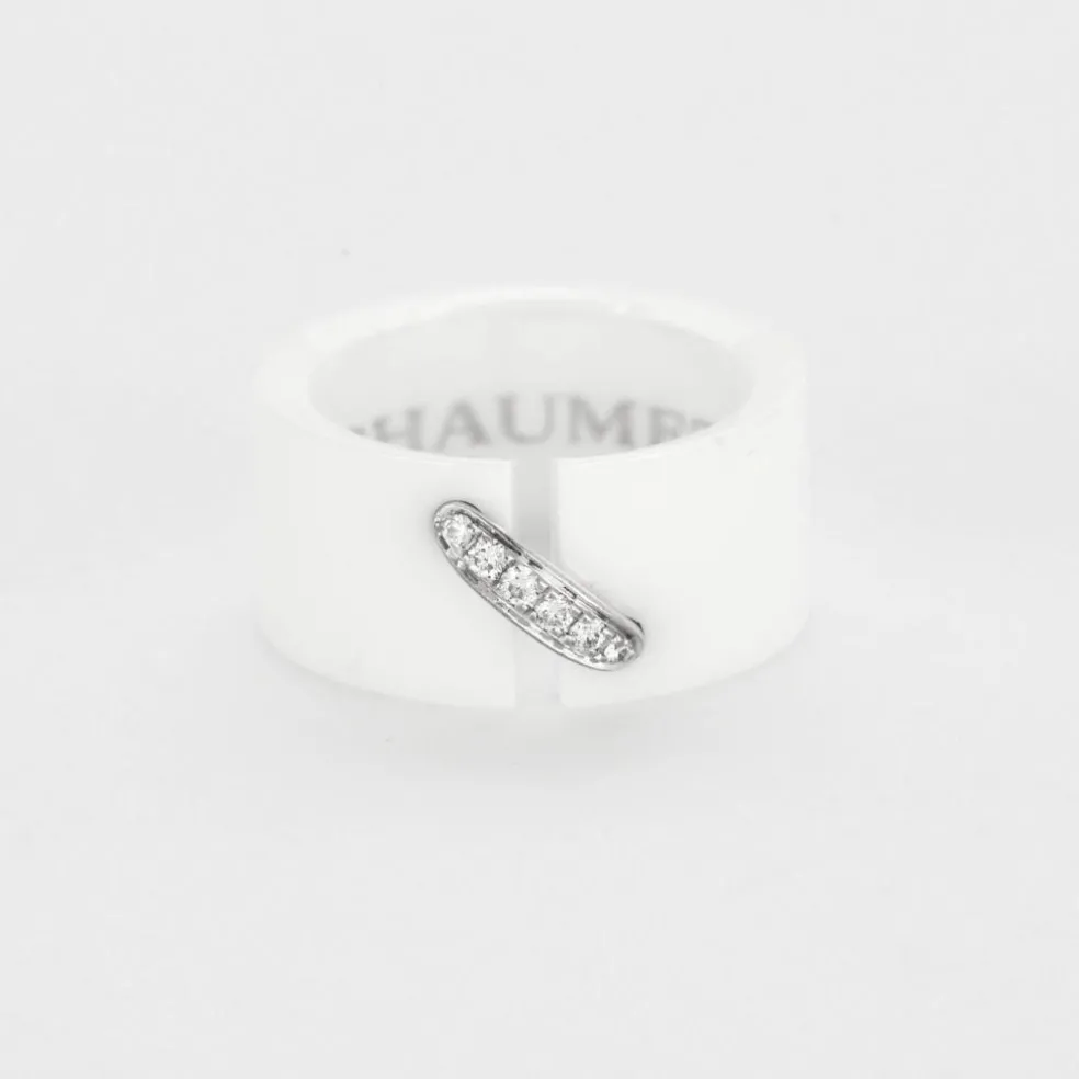CHAUMET- Liens - Bague céramique blanche, or gris et diamants