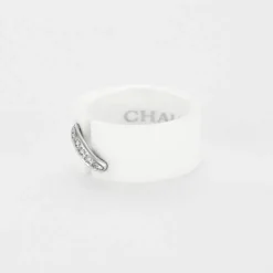 CHAUMET- Liens - Bague céramique blanche, or gris et diamants