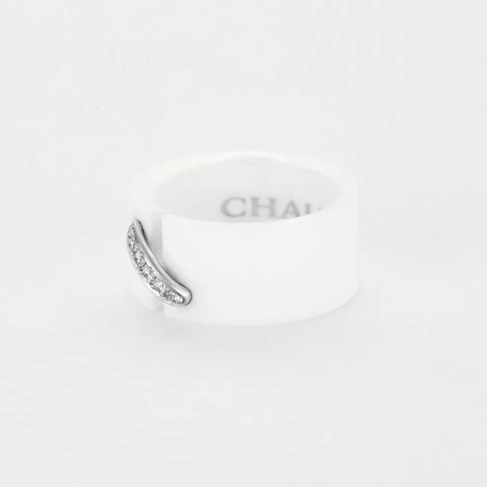 CHAUMET- Liens - Bague céramique blanche, or gris et diamants