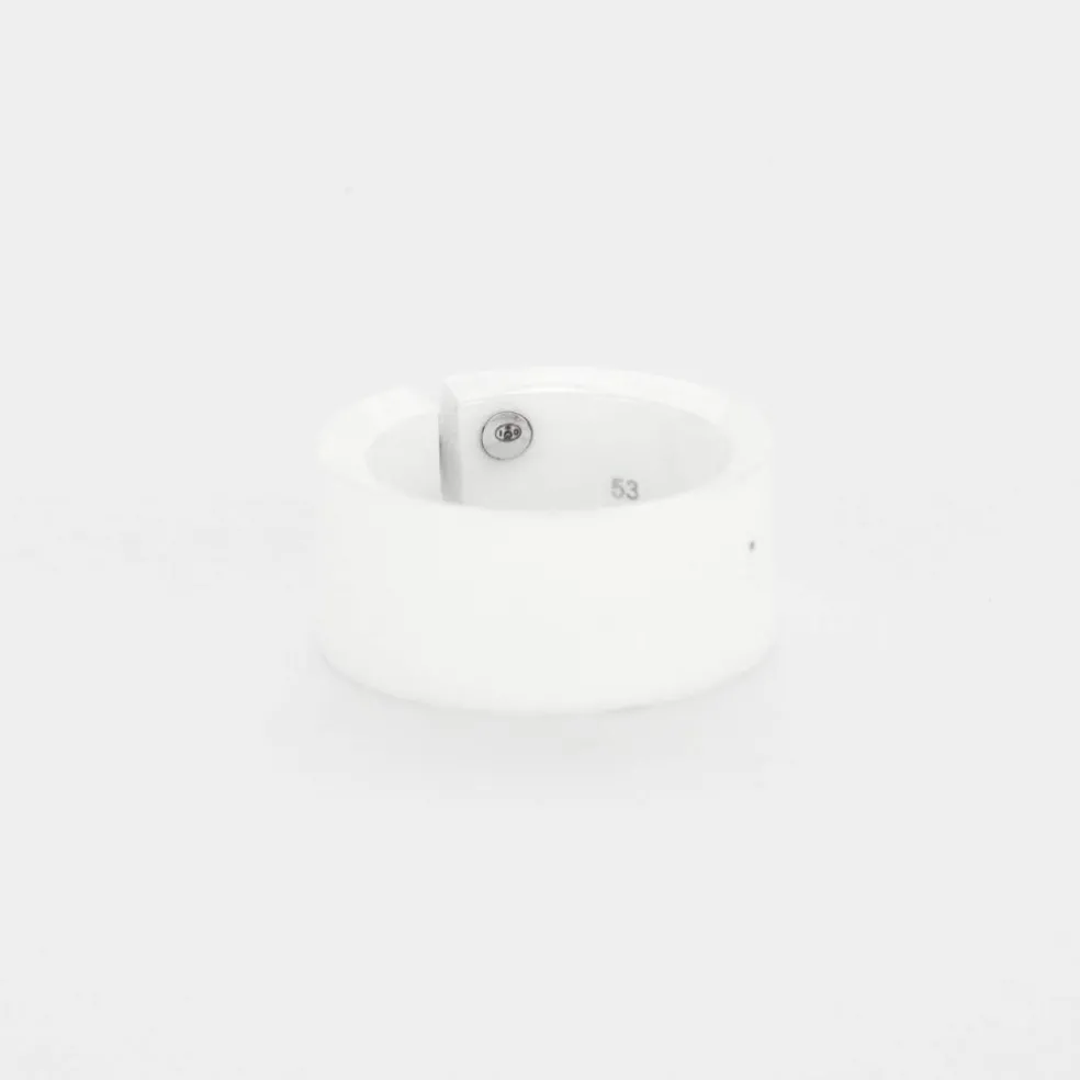 CHAUMET- Liens - Bague céramique blanche, or gris et diamants