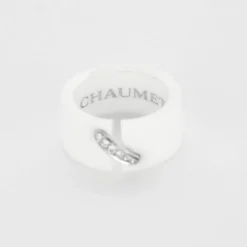 CHAUMET- Liens - Bague céramique blanche, or gris et diamants