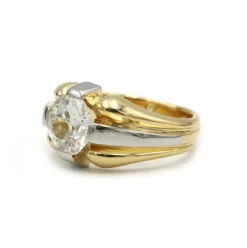 Chevalière - Or jaune et blanc et diamant