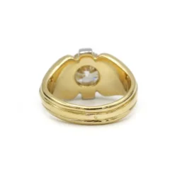 Chevalière - Or jaune et blanc et diamant