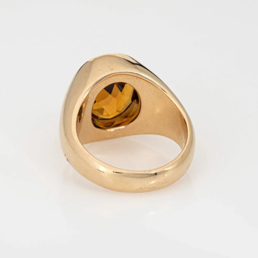 Chevalière en or jaune 6 carats avec citrine de Madère