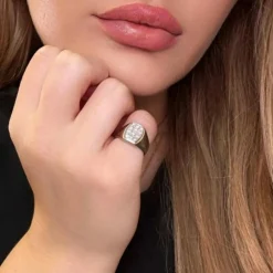 Chevalière Or Blanc & Diamants