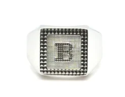 Chevalière or blanc initiale « B »