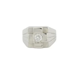 Chevalière Or Blanc sertie d’un Diamant