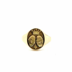 Chevalière or jaune - Couronne - Double Armoiries
