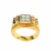 Chevalière Or jaune / Platine & Diamants