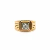 Chevalière or jaune et diamant