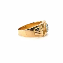 Chevalière or jaune et diamant
