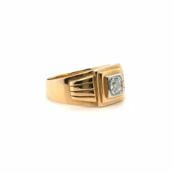 Chevalière or jaune et diamant